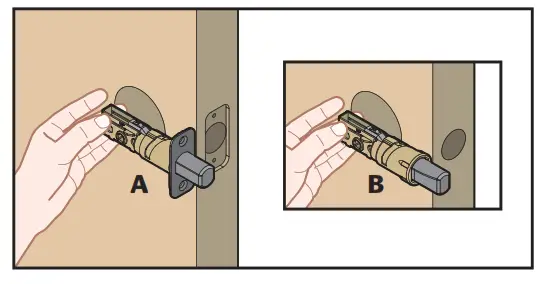 Install the latch and strike B