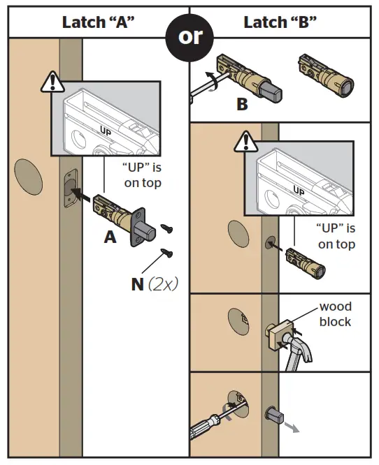 Install the latch and strike D