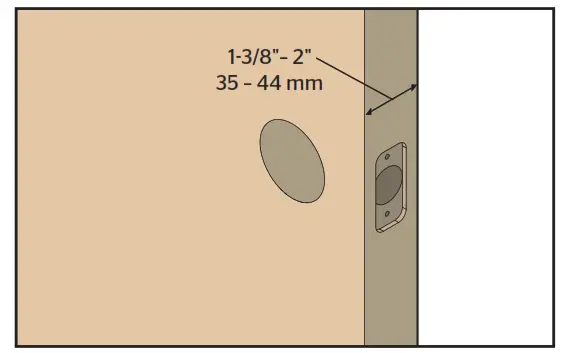 Prepare the door and check dimensions D