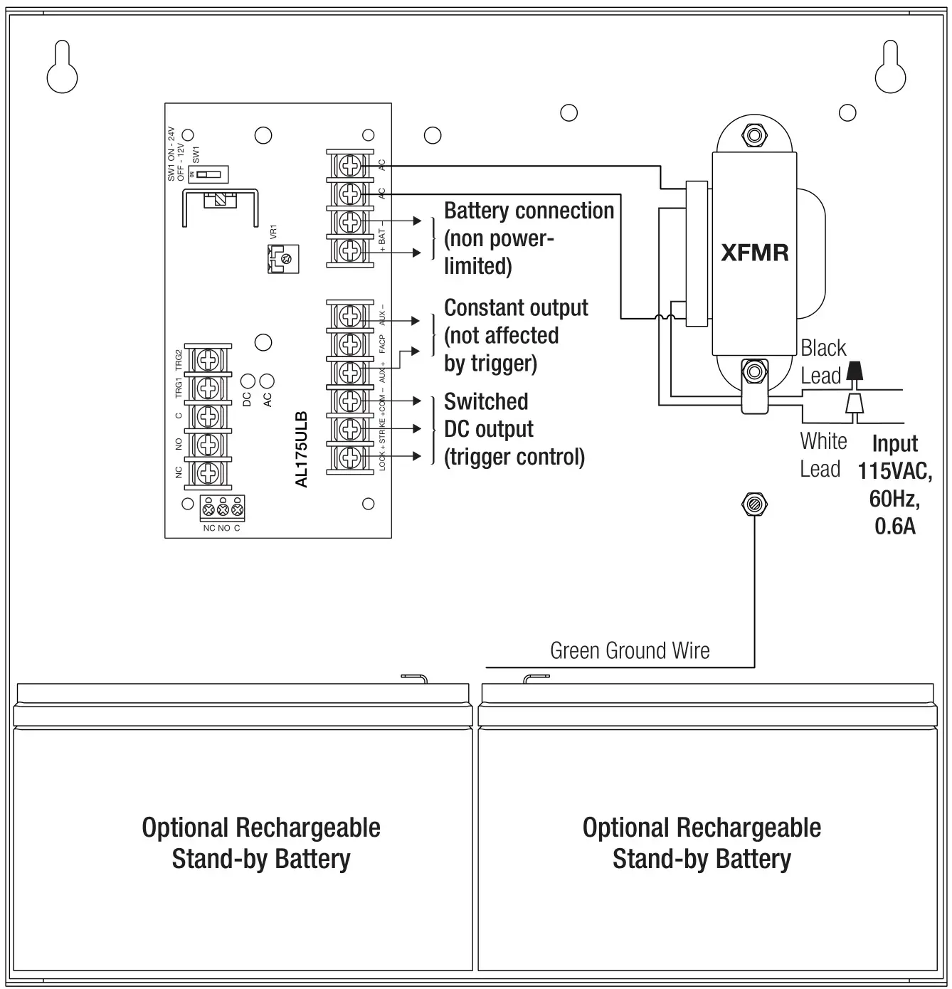Altronix AL175ULX Access Control Power Supply and Charger - Fig. 1