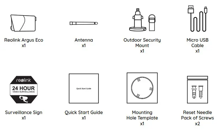 Reolink Argus Eco- What’s in the Box