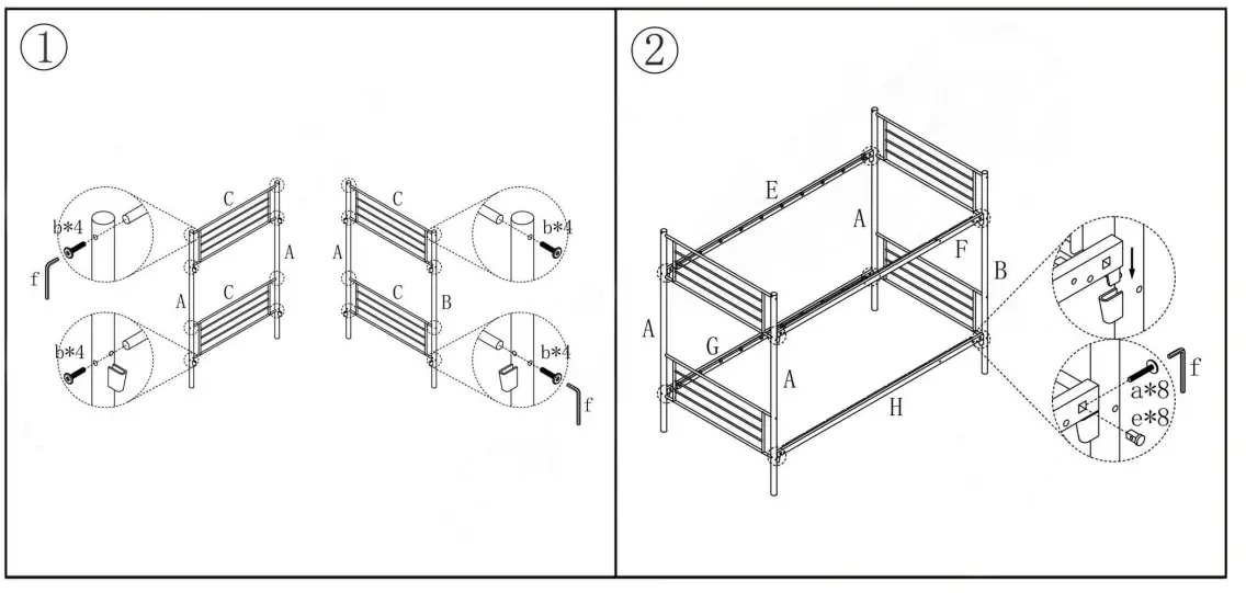 LUCKY-ONE-035D-Bed-Frame-White-Twin-Over-Twin-Bunk-Bed-2