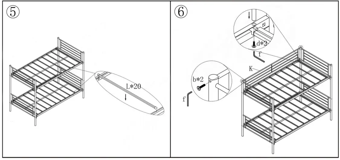 LUCKY-ONE-035D-Bed-Frame-White-Twin-Over-Twin-Bunk-Bed-4