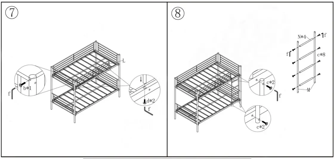 LUCKY-ONE-035D-Bed-Frame-White-Twin-Over-Twin-Bunk-Bed-5