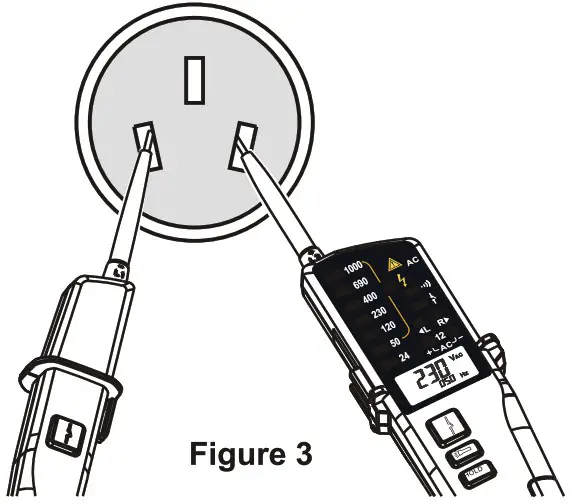 UNI T UT18E Voltage and Continuity Tester - voltage measurement