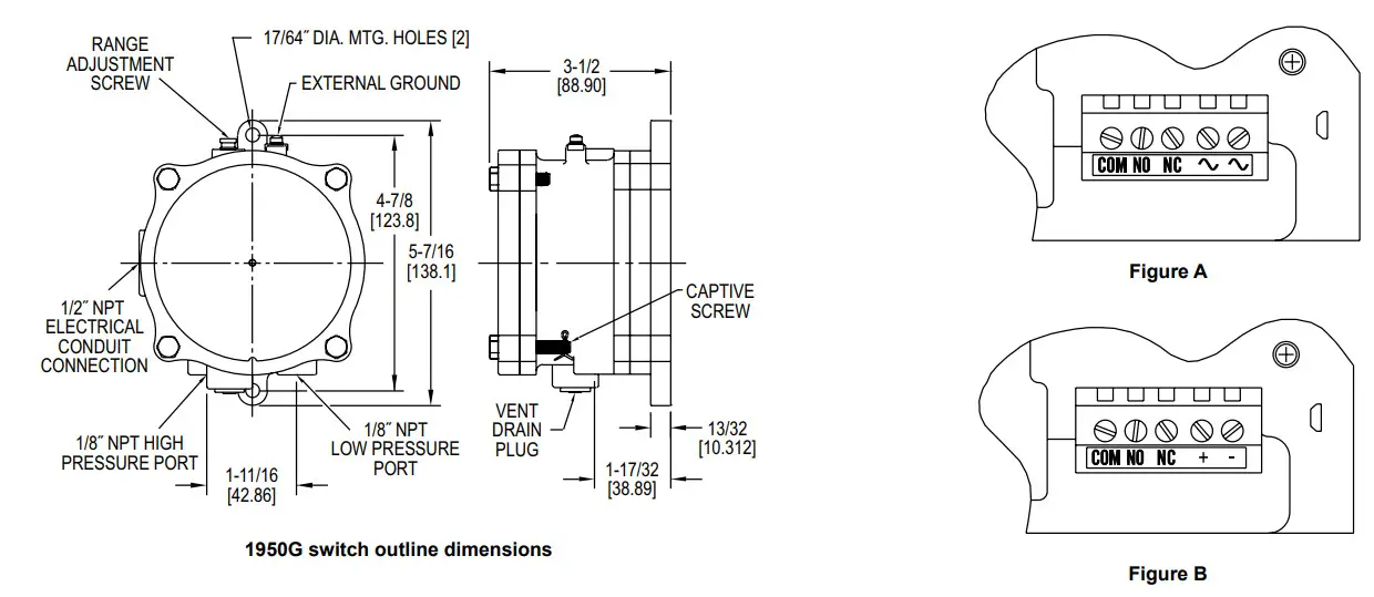 Dwyer E 57G Series 1950G Integral Explosion-Proof Pressure Switches - Fig 1