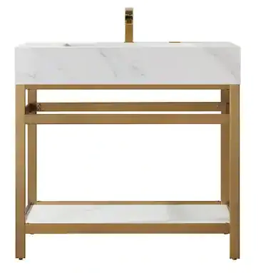 ROSWELL 701136 Bilbao 36 Inch W x 21.7 Inch D x 33.9 Inch H Stainless Steel Bath Vanity in Brushed-Gold PRODUCT-IMG