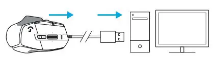 logitech G502 X Gaming Mouse User Guide - Plug the USB-A cable into your PC