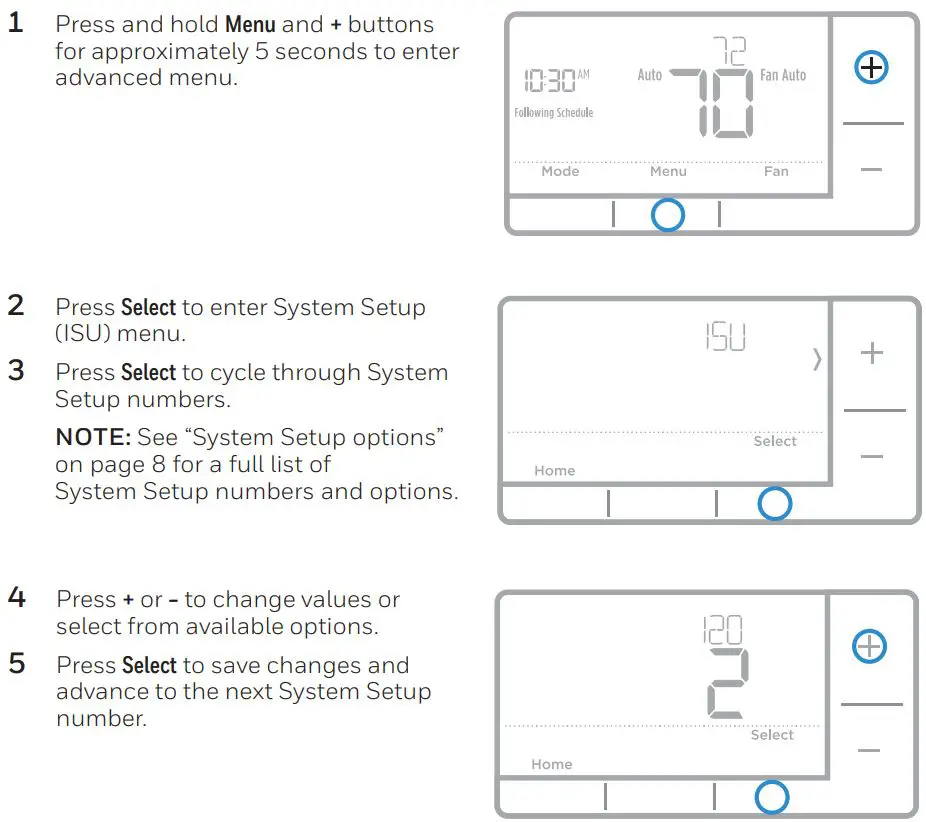 Honeywell RTH7500 7-Day Programmable Thermostat Installation Guide - Advanced menu