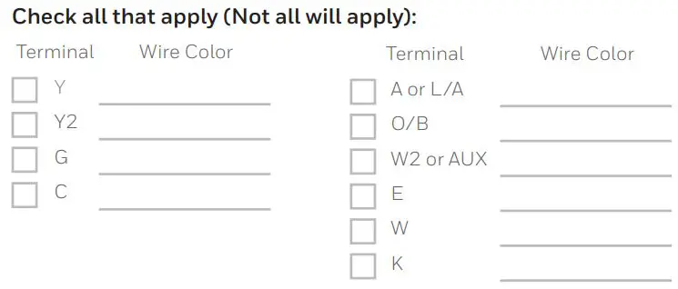 Honeywell RTH7500 7-Day Programmable Thermostat Installation Guide - Write down the color of the wires