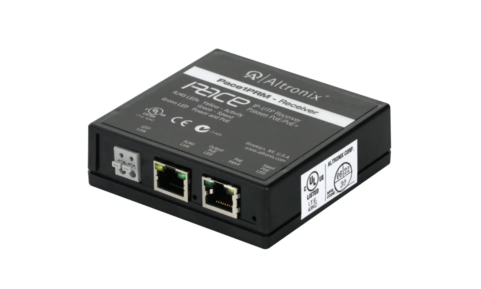 Altronix Pace1prm Ip And Poe+ Receiver Over Extended Distance Utp Or Cat5e Installation Guide