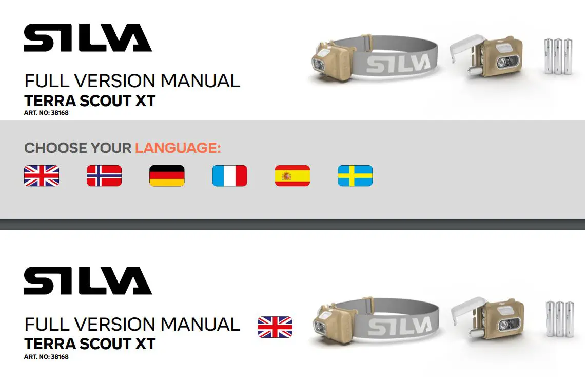 SILVA 38168 TERRA SCOUT XT Lightweight Versatile Headlamp Instruction Manual