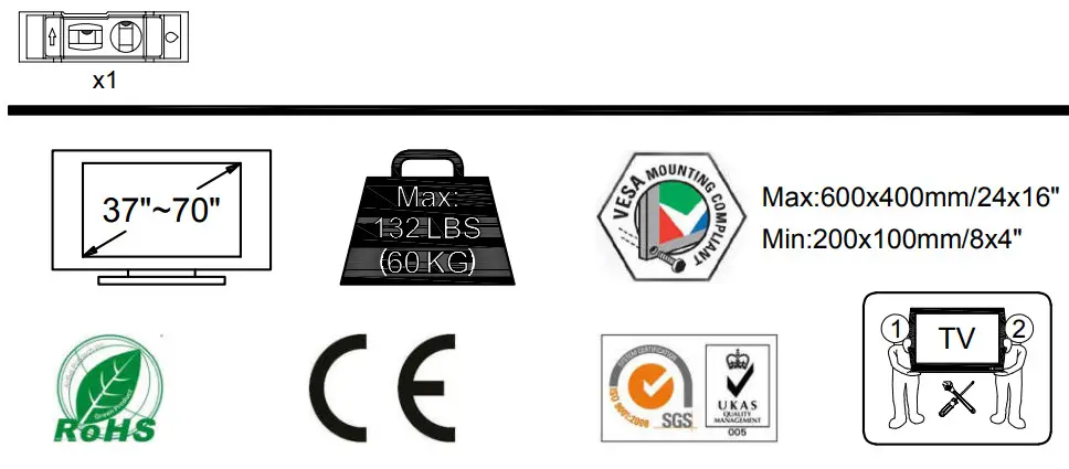 Mounting Dream MD2268 LK Tilt TV Wall Mount - Figure 1