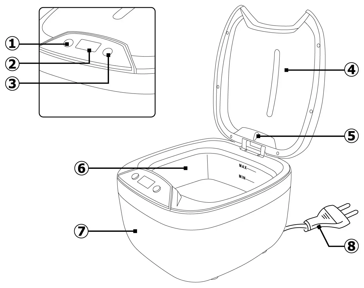 Geti 06424405 Digital Ultrasonic Cleaner GUC 851 - Product structure and accessories