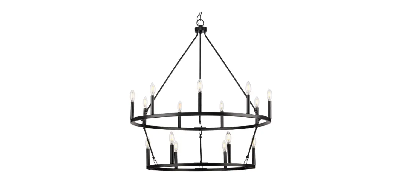 Progress Lighting P400315-31m Gilliam 15-light Matte Black Farmhouse Chandelier Instructions