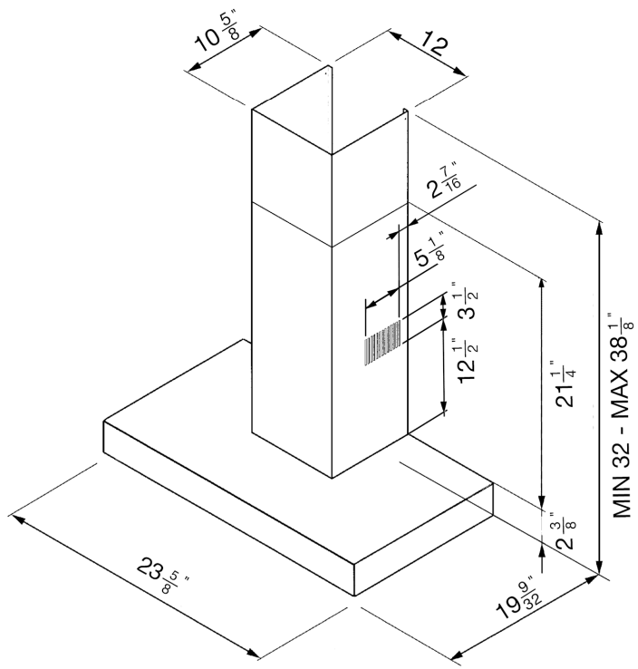 Smeg KSM24XU 24 Inch Stainless Steel Decorative Wall Hood - fig 1