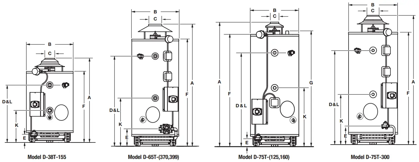 BRADFORD WHITE D 75T 125 3N Commercial Flue Damper Electronic Ignition Gas Water Heater - Water Heater