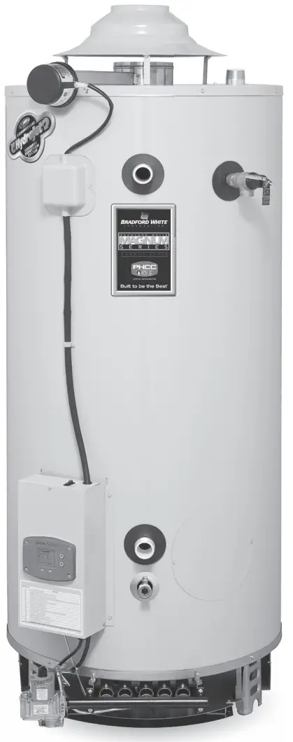 BRADFORD WHITE D 75T 125 3N Commercial Flue Damper Electronic Ignition Gas Water Heater