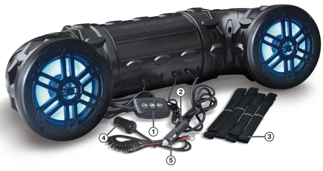 ROCKVILLE RATV65L Powered Bluetooth Marine Speaker with LED and Remote Control - fig1