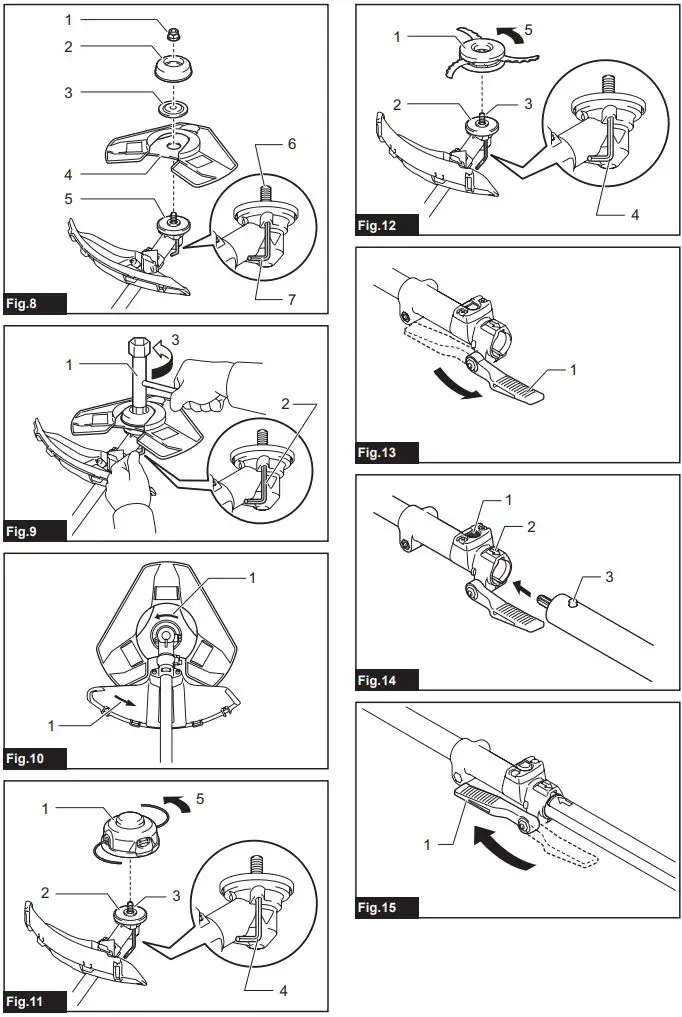 Makita Grass Trimmer Instruction Manual - Figure 8 to 15