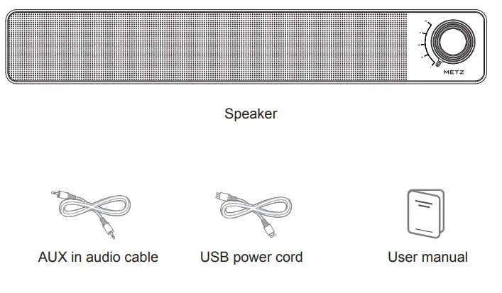 METZ PLAY1 Coolest Desktop Soundbar - Packing List
