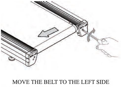 If the running belt is too far to the right side