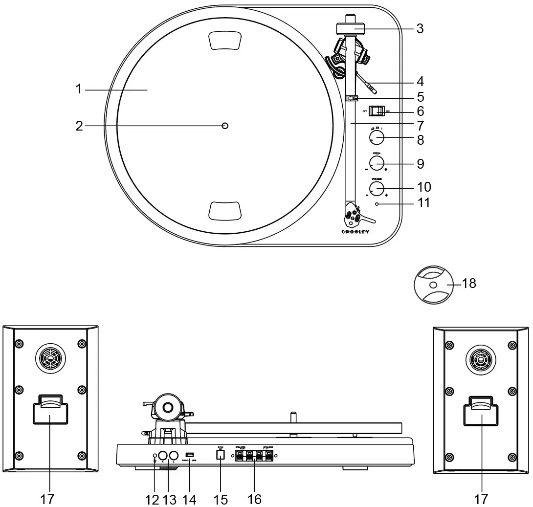 CROSLEY T160A Stereo Turntable System - Product Description
