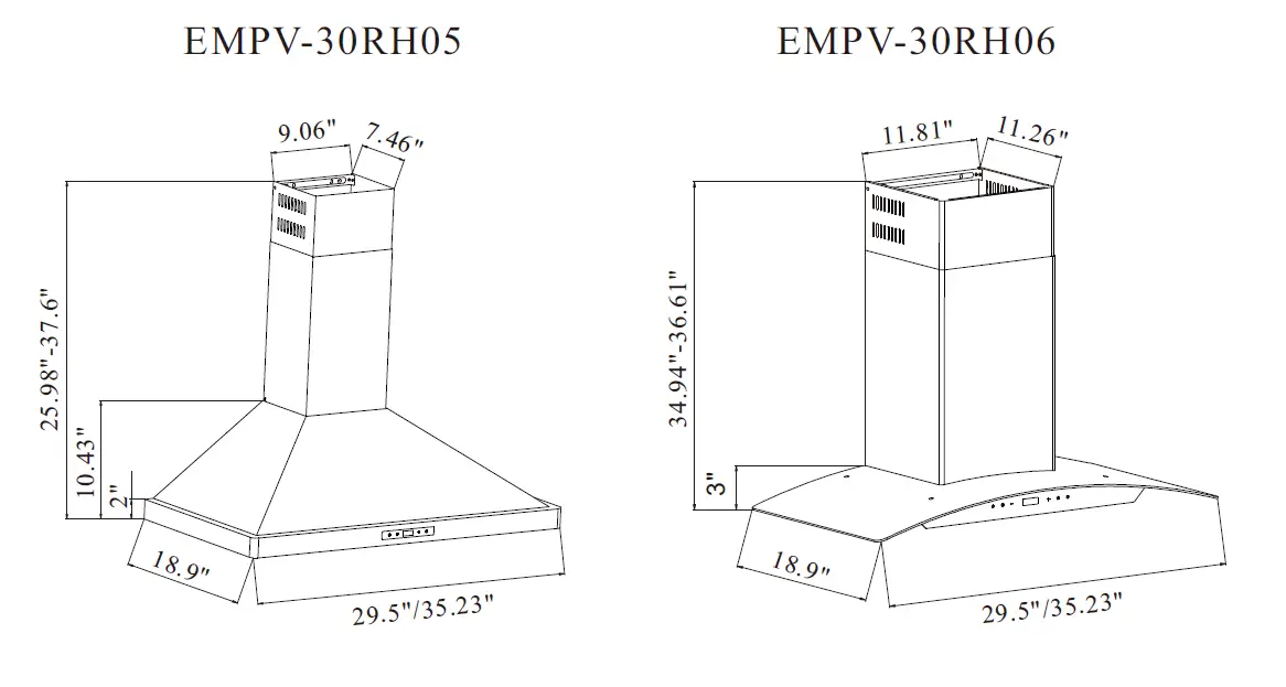 Empava EMP-30RH06 30 in. 400 CFM Wall Mount Range Hood 1