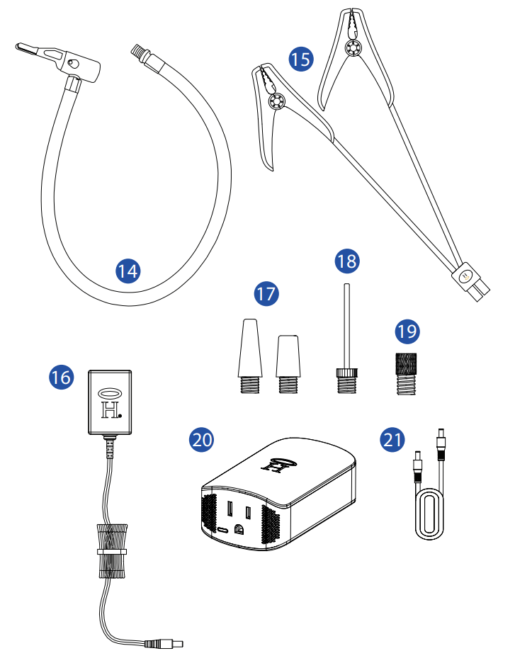 QVC E236768 HALO Bolt Air+ Car Jump Starter and Air Compressor Instruction Manual - INCLUDED ITEMS