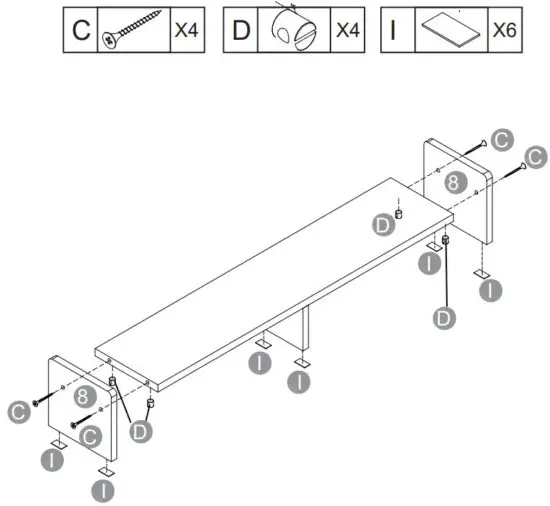 noblewell 29155831 Home Office Computer Desk with Monitor Shelf - STEP 7 a