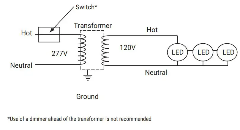 COOPER LT56 All-Purpose LED Retrofit Trim Kit User Guide - Transformer with Switch on 277V Primary