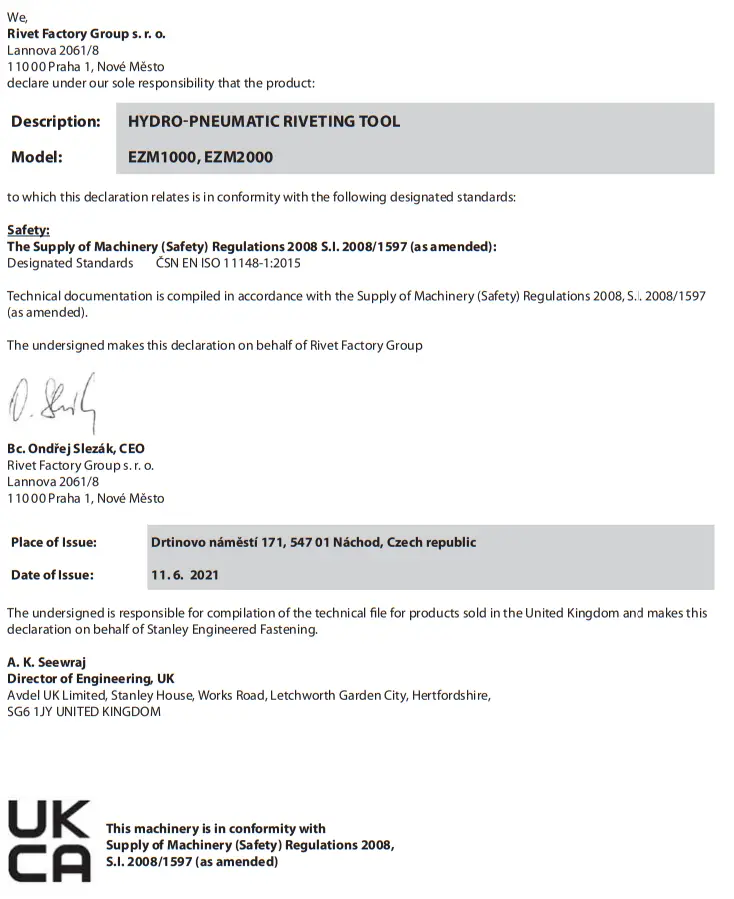 STANLEY EZM 1000 Hydraulic Pneumatic Blind Riveting Tools - Fig 19