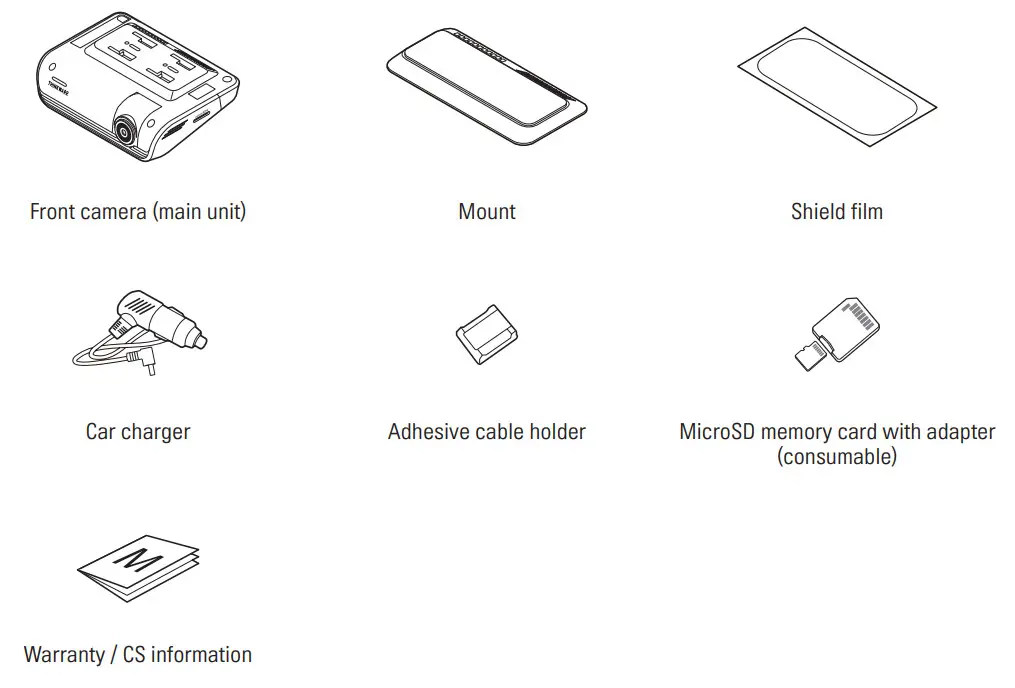 THINKWARE Q1000 2K QHD Dual Channel Dash Cam - Standard items