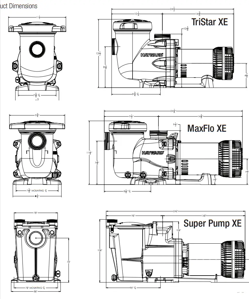 HAYWARD W3SP3210X15XE XE Series TriStar Ultra-High Efficiency Variable Speed Pool Pump