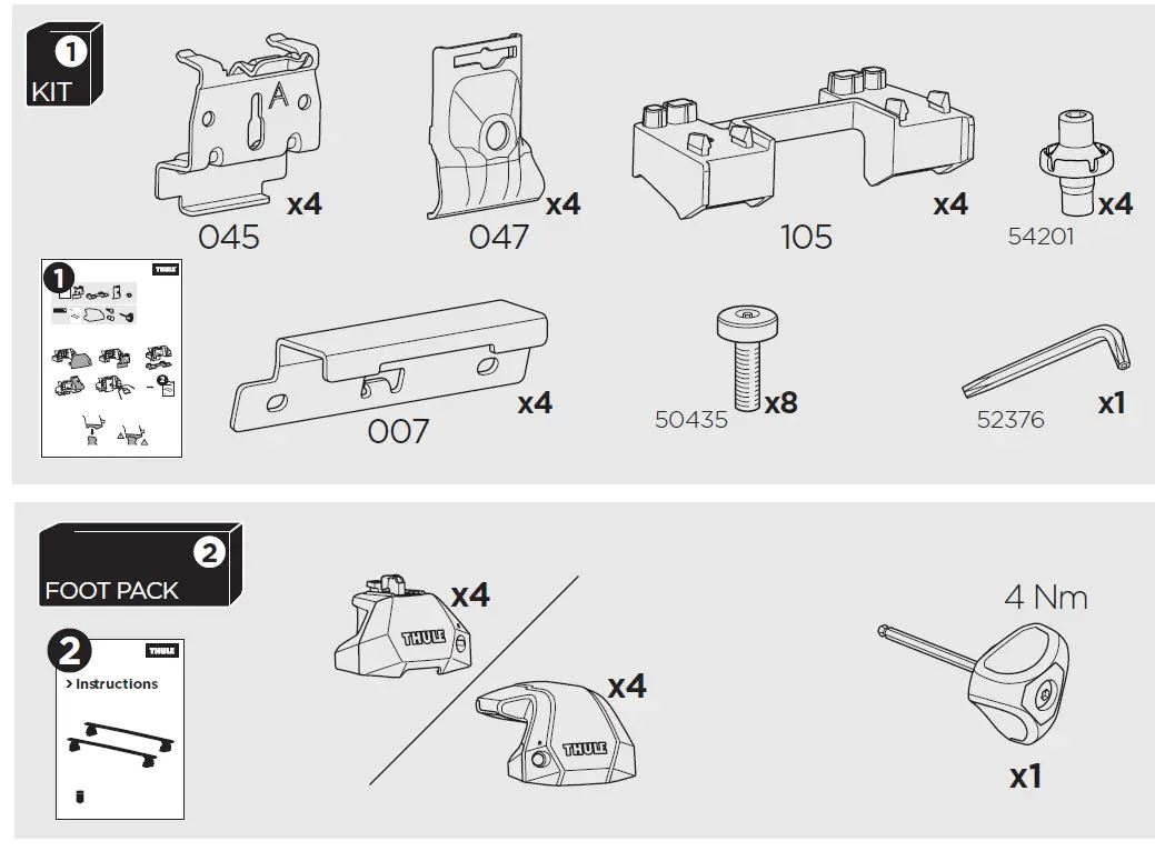 THULE 186142 Integrated Railing-Flush Rails 4-Pack 1