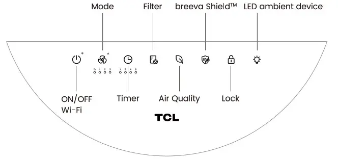 TCL Breeva A5W Air Purifier - Control Panel 2