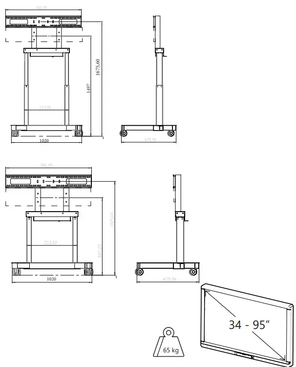 traulux SMMI-F65 Motorised Mobile Floor Stand - fig1