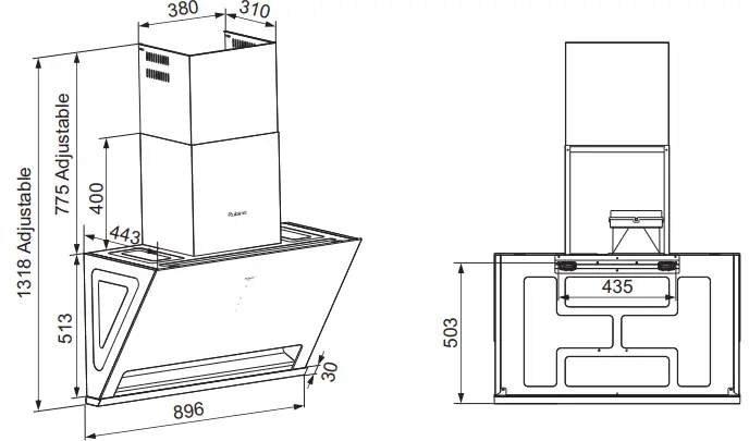 Rubine RCH-NEORA-90BL Cooker Hood-FIG2