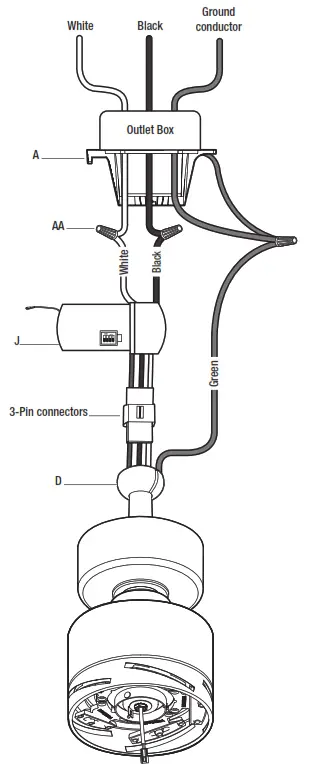 HAMPTON BAY AK376-CH Marino 36 Inch Brushed Steel Ceiling Fan - 13