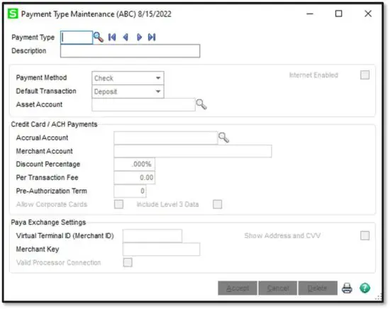 FIG 10 PAYMENT TYPE MAINTENANCE