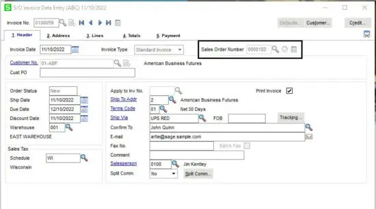FIG 30 SALES ORDER INVOICE DATA ENTRY