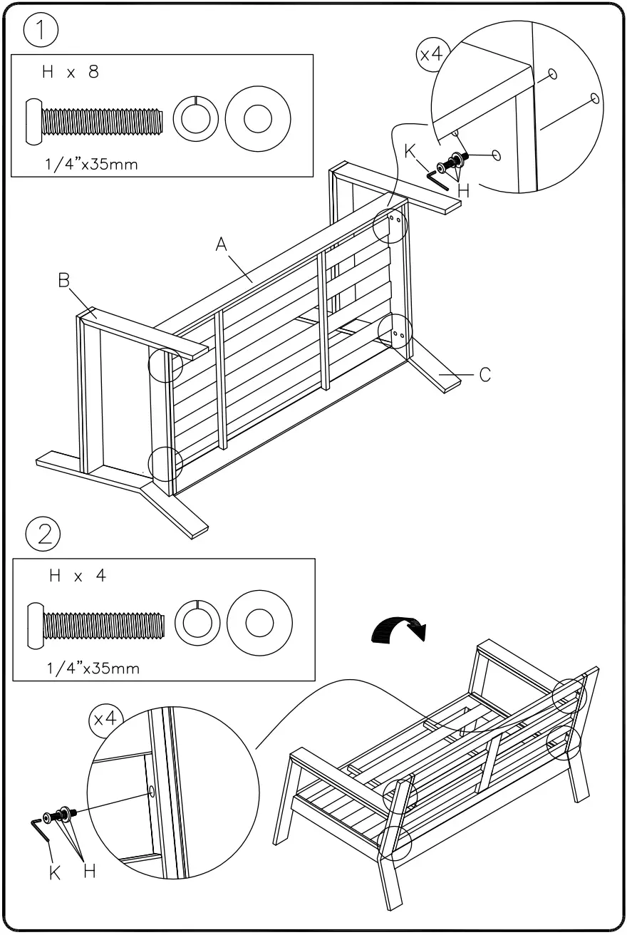 Ashley P514-835 Tropicava Outdoor Loveseat- fig 1
