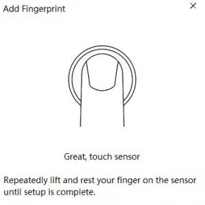 FIG 5 Add a fingerprint by following the instructions