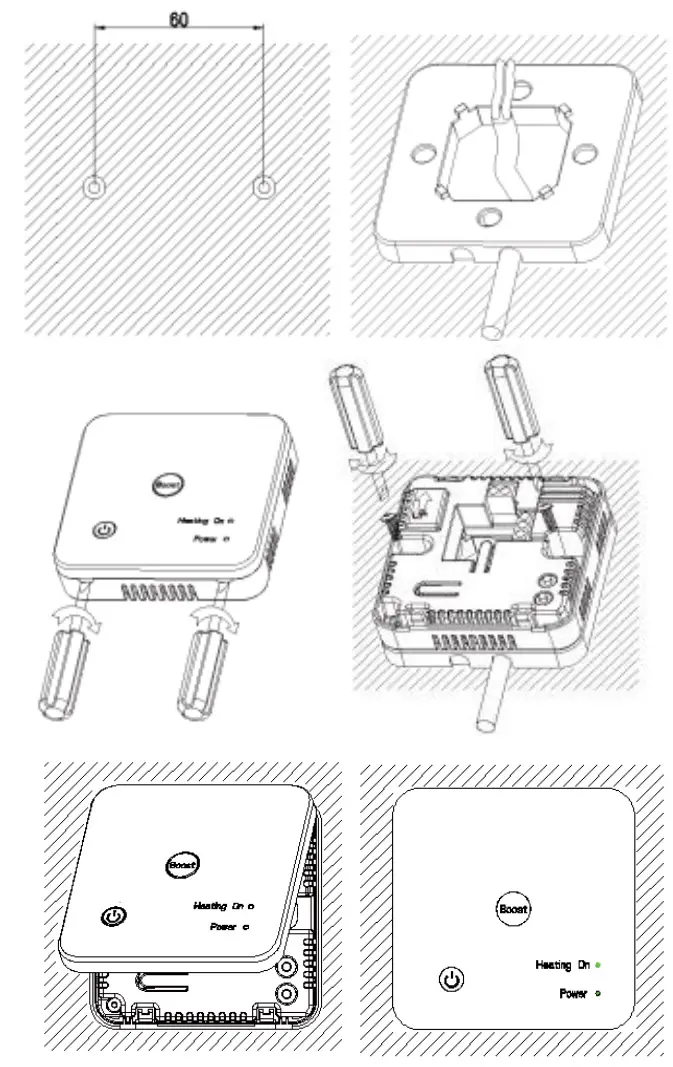 Herschel iQ Heating Controls R2 Wireless Receiver for T2 Thermostat - Mounting onto a wall surface