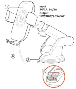 HYPERGEAR 15642 Gravity Wireless Fast Charge Mount -input