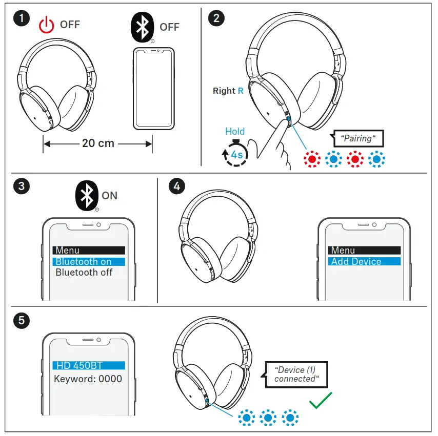 Sennheiser SEBT4 Headphones - Pairing the headphones