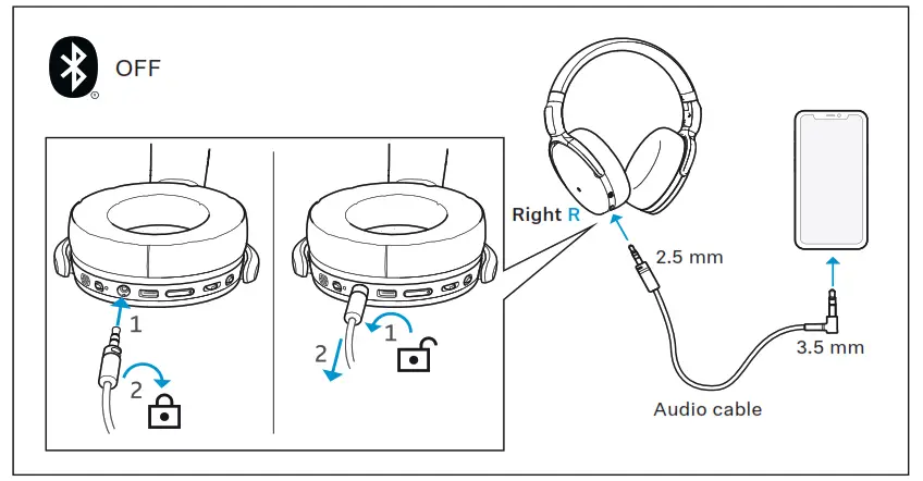 Sennheiser SEBT4 Headphones - audio cable
