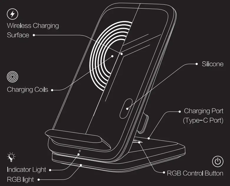 Shenzhen Digtec Technology DT G5 Qi Universal RGB Wireless Charging Stand - Product Show