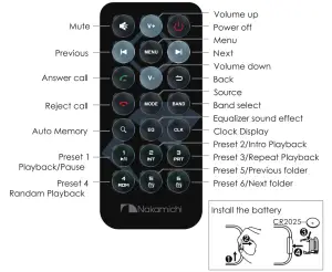 Nakamichi NQ723BD Digital Media Receiver - remote