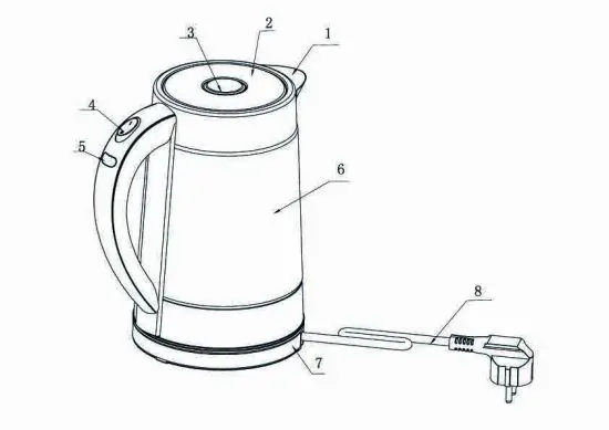 Quest 34260 Stainless Steel LED Glass Kettle - COMPONENTS